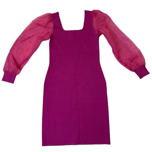 House of Harlow Pink Dress Size Small NWT Sheer Long Sleeve Cocktail Party - Picture 1 of 10